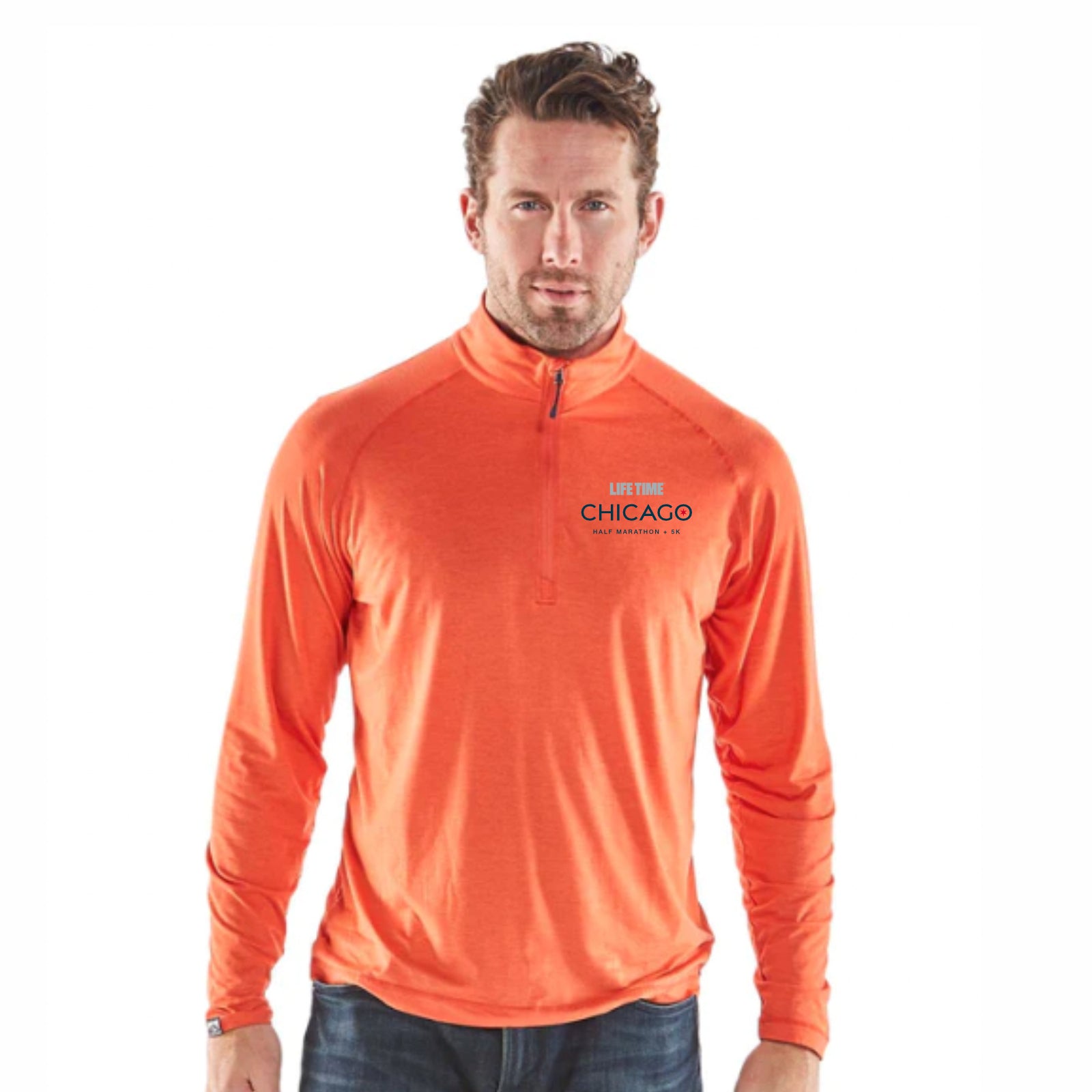 CHI Half/5K Men's Sueded Eco 1/4 Zip -Orange- Embroidery