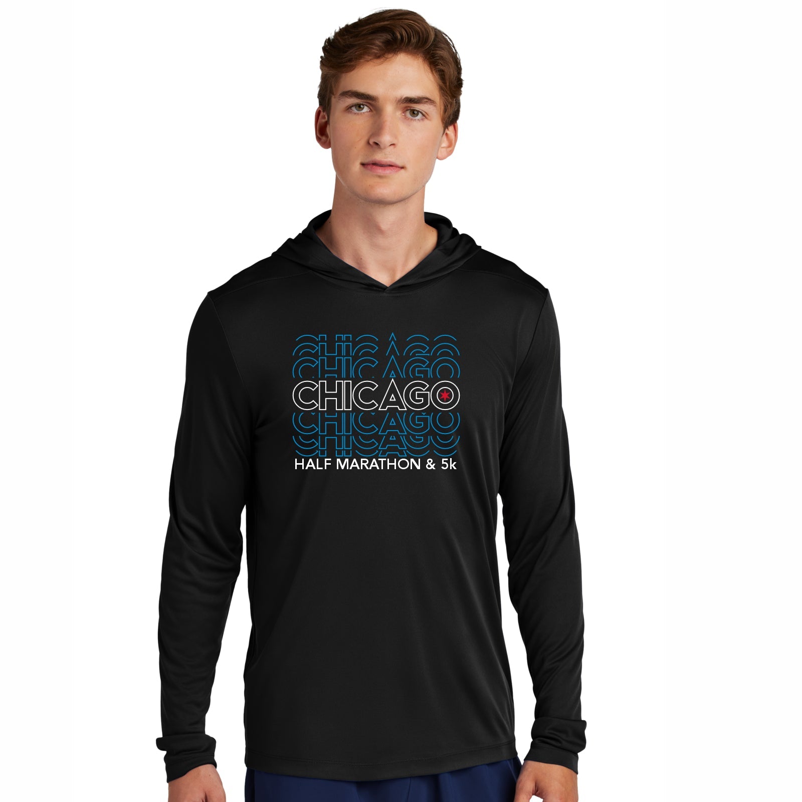 CHI Half/5K Unisex LS Tech UPF Sun Hoody -Black- Course