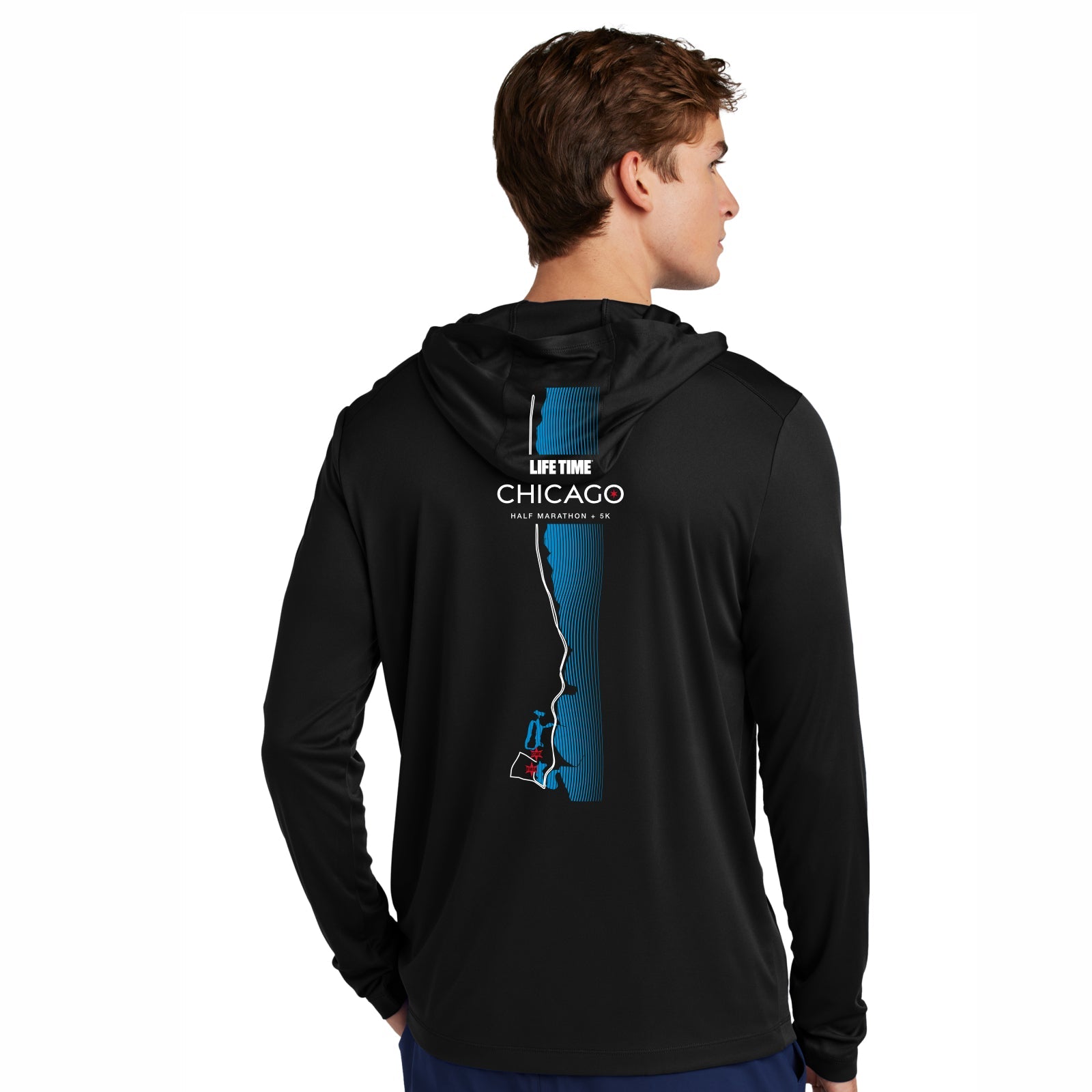 CHI Half/5K Unisex LS Tech UPF Sun Hoody -Black- Course