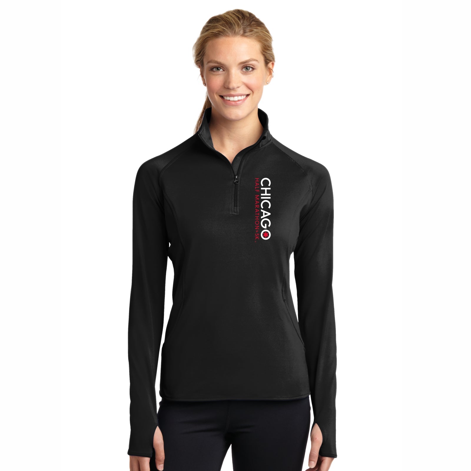 CHI Half/5K Women's Tech Pocket 1/4 Zip -Black- LCP