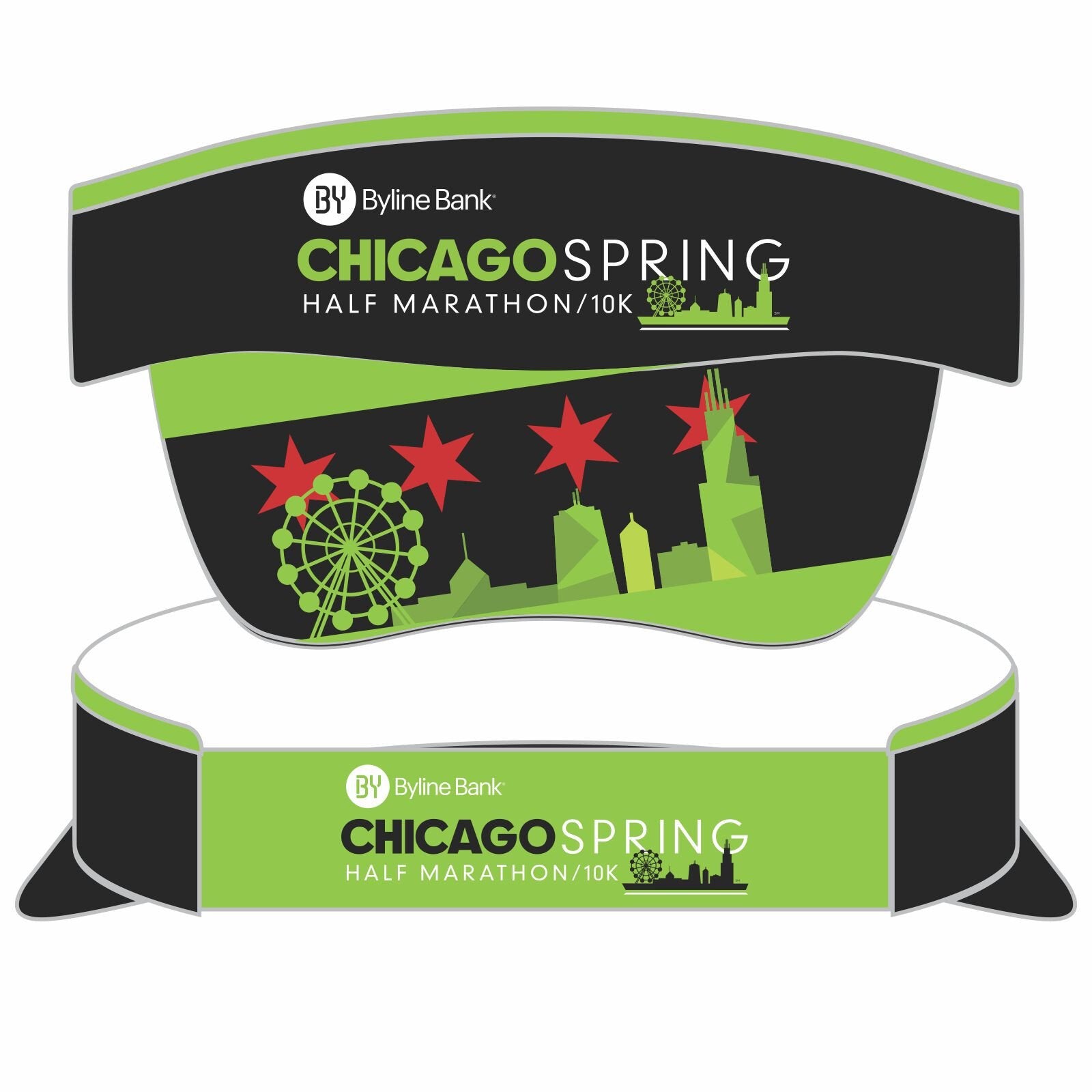 Chicago Spring Half / 10K Technical Stretch Visor - Green