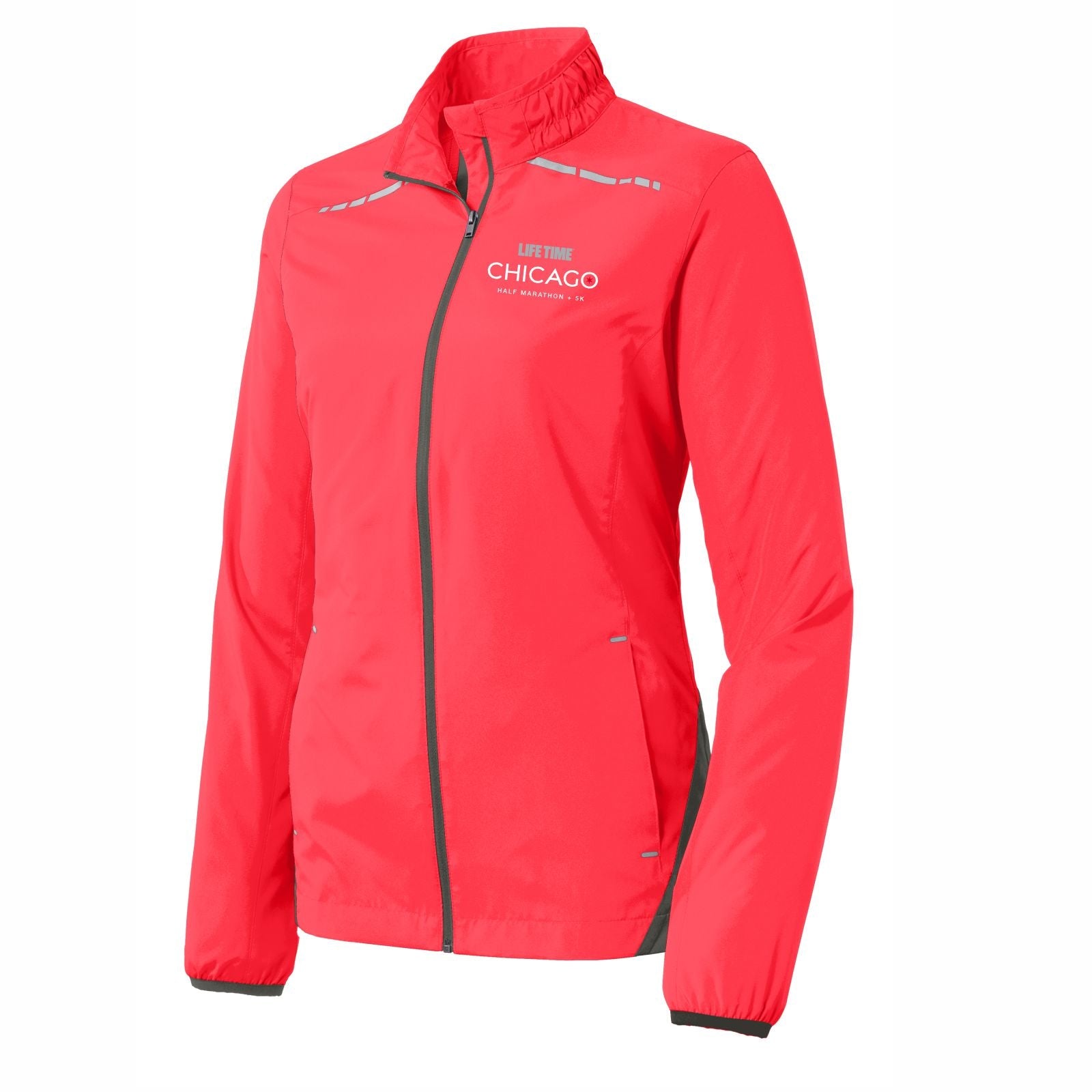 CHI Half/5K Women's Zip Shell -Hot Coral- Embroidery