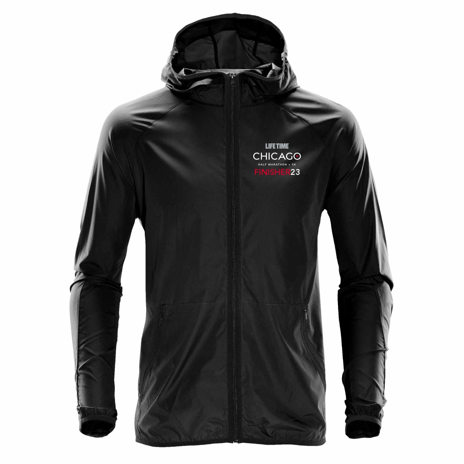 CHI Half/5K Men's DWR Zip Hooded Shell -Black- 2023 Finisher Embr.