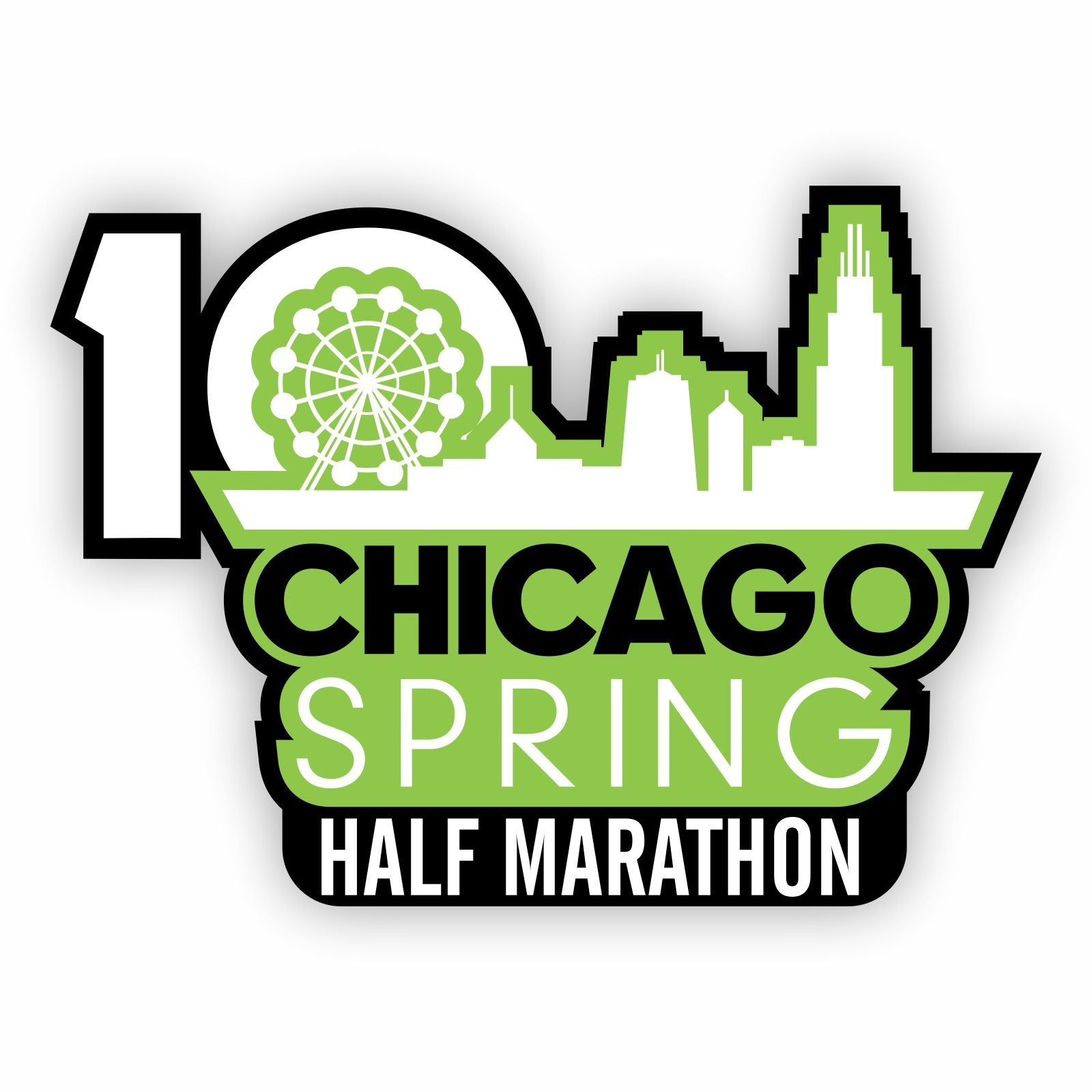Chicago Spring Half Enamel Pin - Green/White