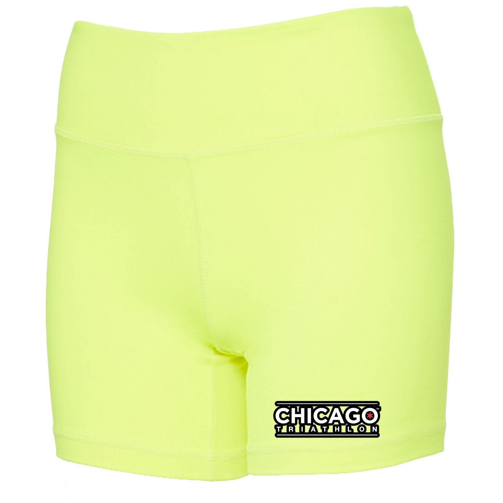 CHI TRI Women's Yoga Mid-Rise Shorts - Safety Yellow